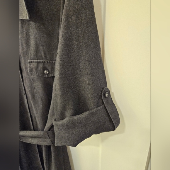 NWOT - Linen - Charter Club - Black Midi Shirt Dress  - Size 16 - Picture 2 of 11